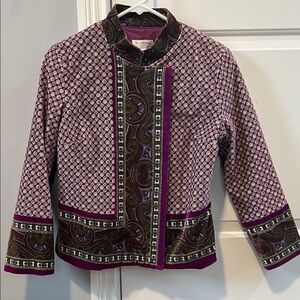 Isaac Mizrahi for Target Purple Patterned Velvet Jacket with Paisley Trim